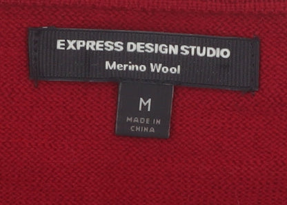 Express Design Studio Men's Red Argyle Wool V-Neck Vest M
