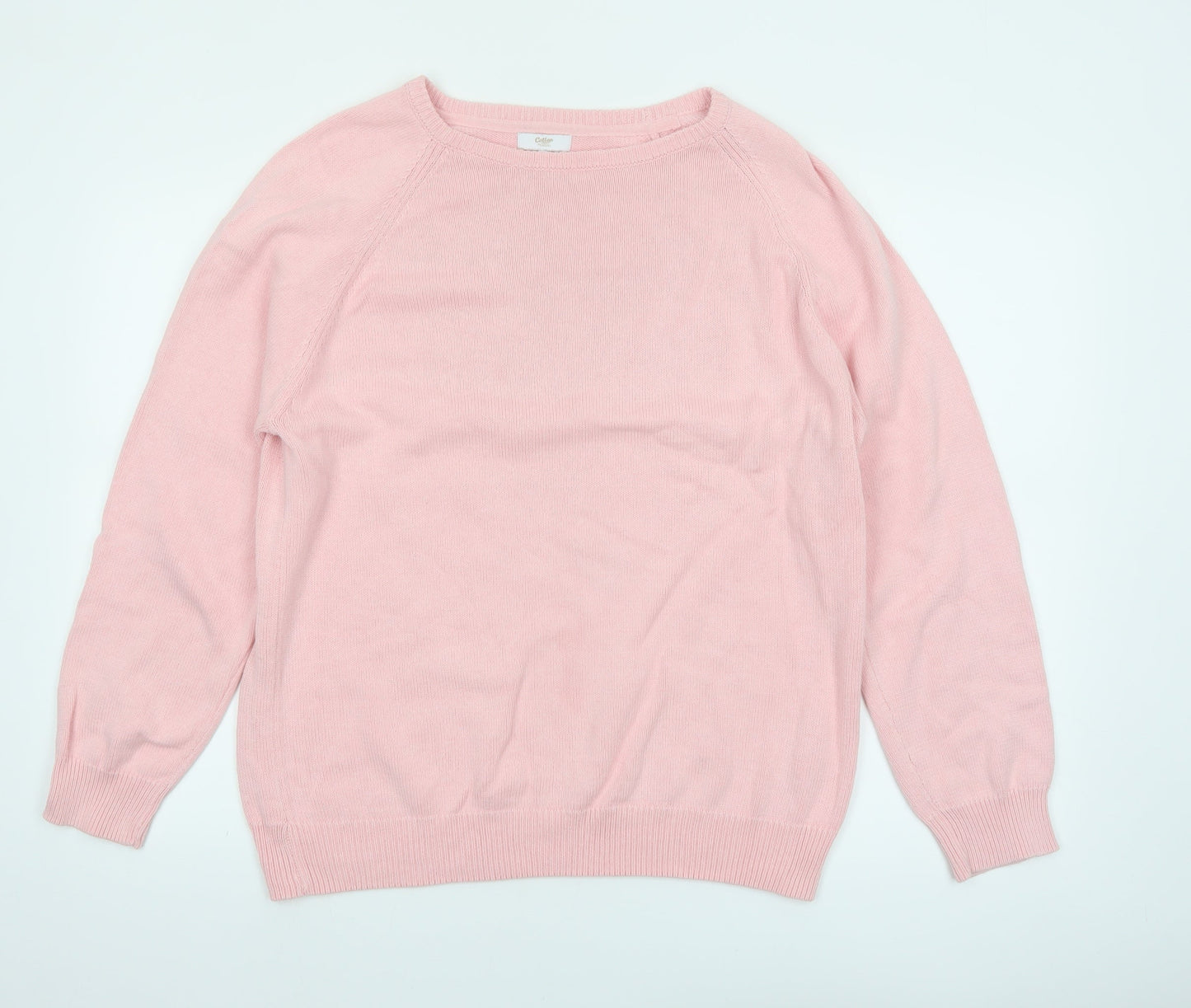 Cotton Traders Women's Pink Cotton Crew Neck Long Sleeve Jumper Size 16