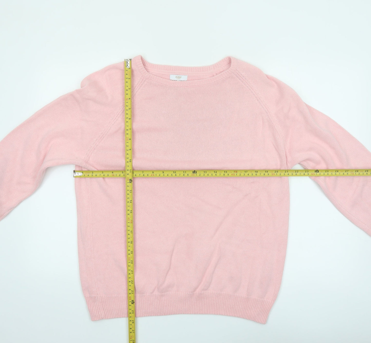Cotton Traders Women's Pink Cotton Crew Neck Long Sleeve Jumper Size 16