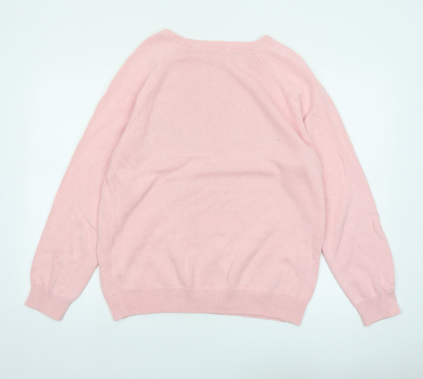 Cotton Traders Women's Pink Cotton Crew Neck Long Sleeve Jumper Size 16