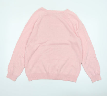 Cotton Traders Women's Pink Cotton Crew Neck Long Sleeve Jumper Size 16
