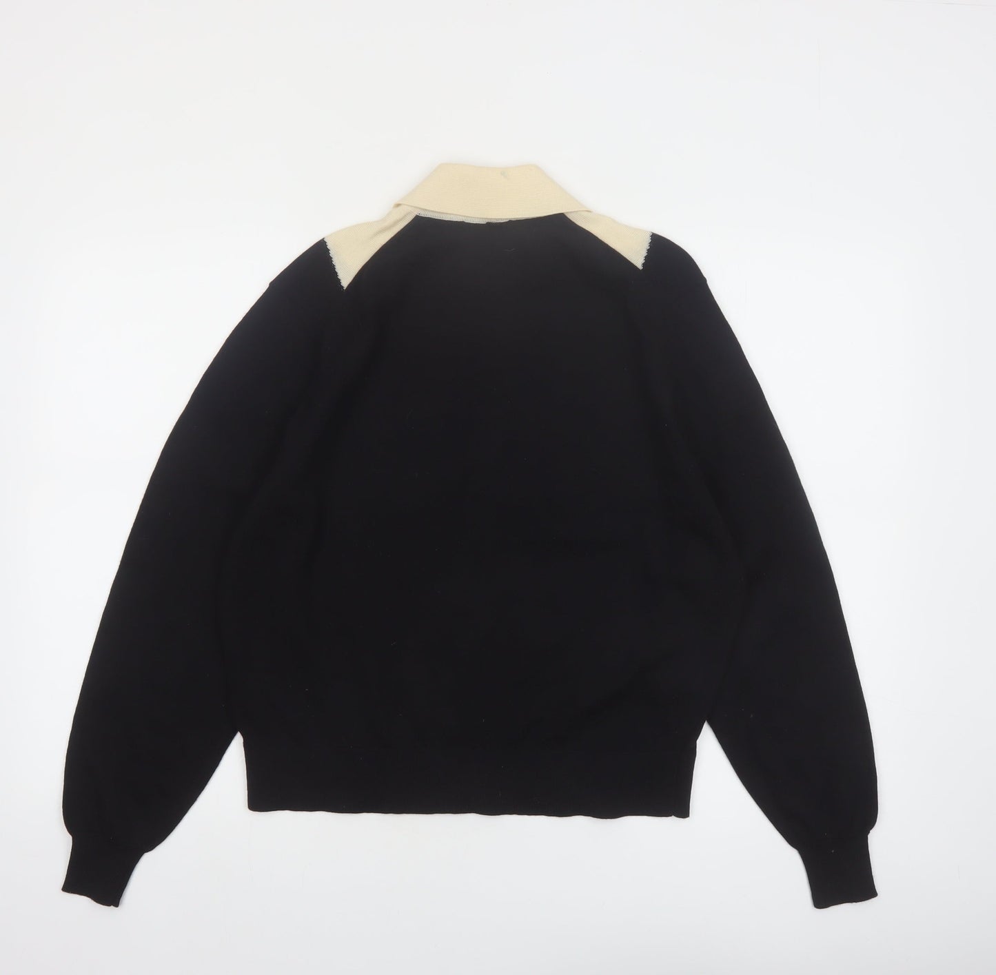 Jaeger Womens Black Wool Collared Pullover Jumper Size 16
