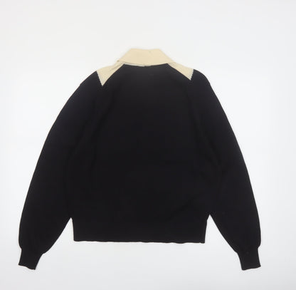 Jaeger Womens Black Wool Collared Pullover Jumper Size 16