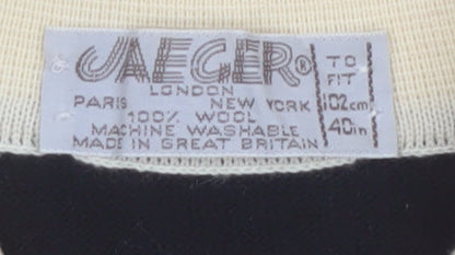 Jaeger Womens Black Wool Collared Pullover Jumper Size 16