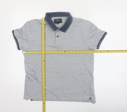 Rodd & Gunn Men's Blue Geometric Polo Shirt Size M Cotton Sports Fit