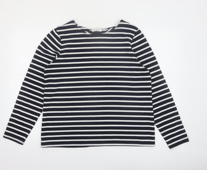 Papaya Women Black White Striped Long Sleeve Jersey Top Size 16