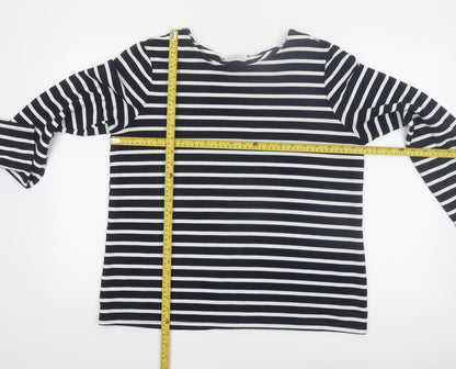 Papaya Women Black White Striped Long Sleeve Jersey Top Size 16