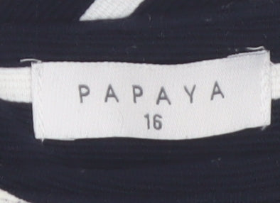 Papaya Women Black White Striped Long Sleeve Jersey Top Size 16
