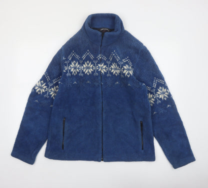 Black Diamond Women Blue Fair Isle Fleece Jacket XL Winter Casual