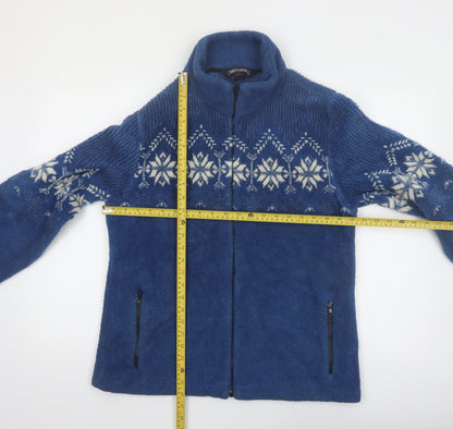 Black Diamond Women Blue Fair Isle Fleece Jacket XL Winter Casual