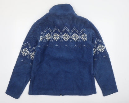 Black Diamond Women Blue Fair Isle Fleece Jacket XL Winter Casual