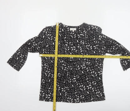 CC Petite Women's Black Geometric Tunic Blouse Size 8 with Buckle Detail