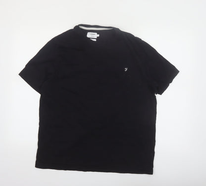 Farah Men's Black Crew Neck Short Sleeve Cotton T-Shirt L