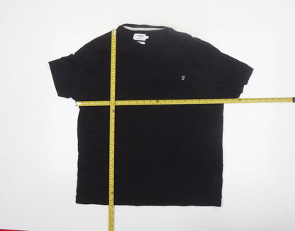 Farah Men's Black Crew Neck Short Sleeve Cotton T-Shirt L