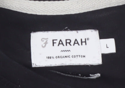 Farah Men's Black Crew Neck Short Sleeve Cotton T-Shirt L