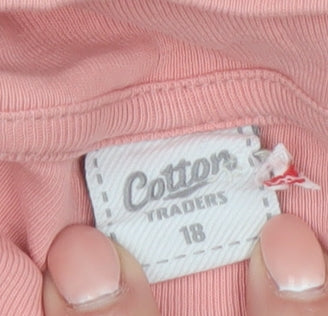 Cotton Traders Women’s Pink Long Sleeve Roll Neck Cotton Top Size 18