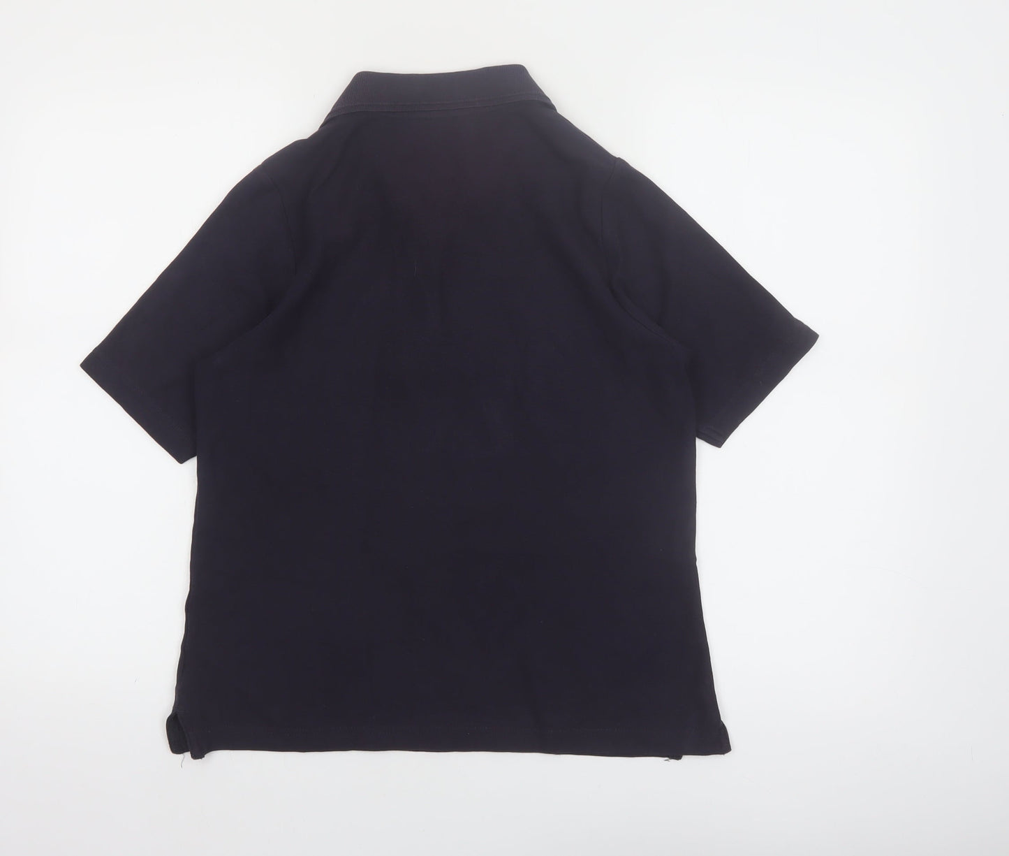 Isle Womens Black Cotton Polo Shirt Size S 10-12 Short Sleeve