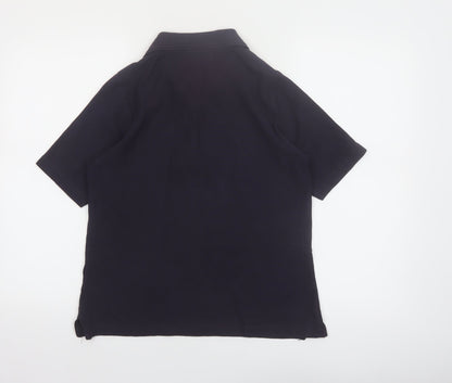 Isle Womens Black Cotton Polo Shirt Size S 10-12 Short Sleeve