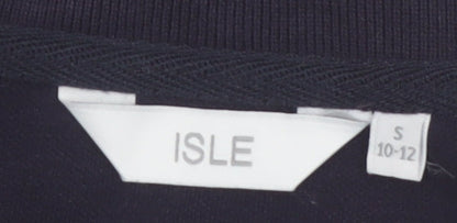 Isle Womens Black Cotton Polo Shirt Size S 10-12 Short Sleeve