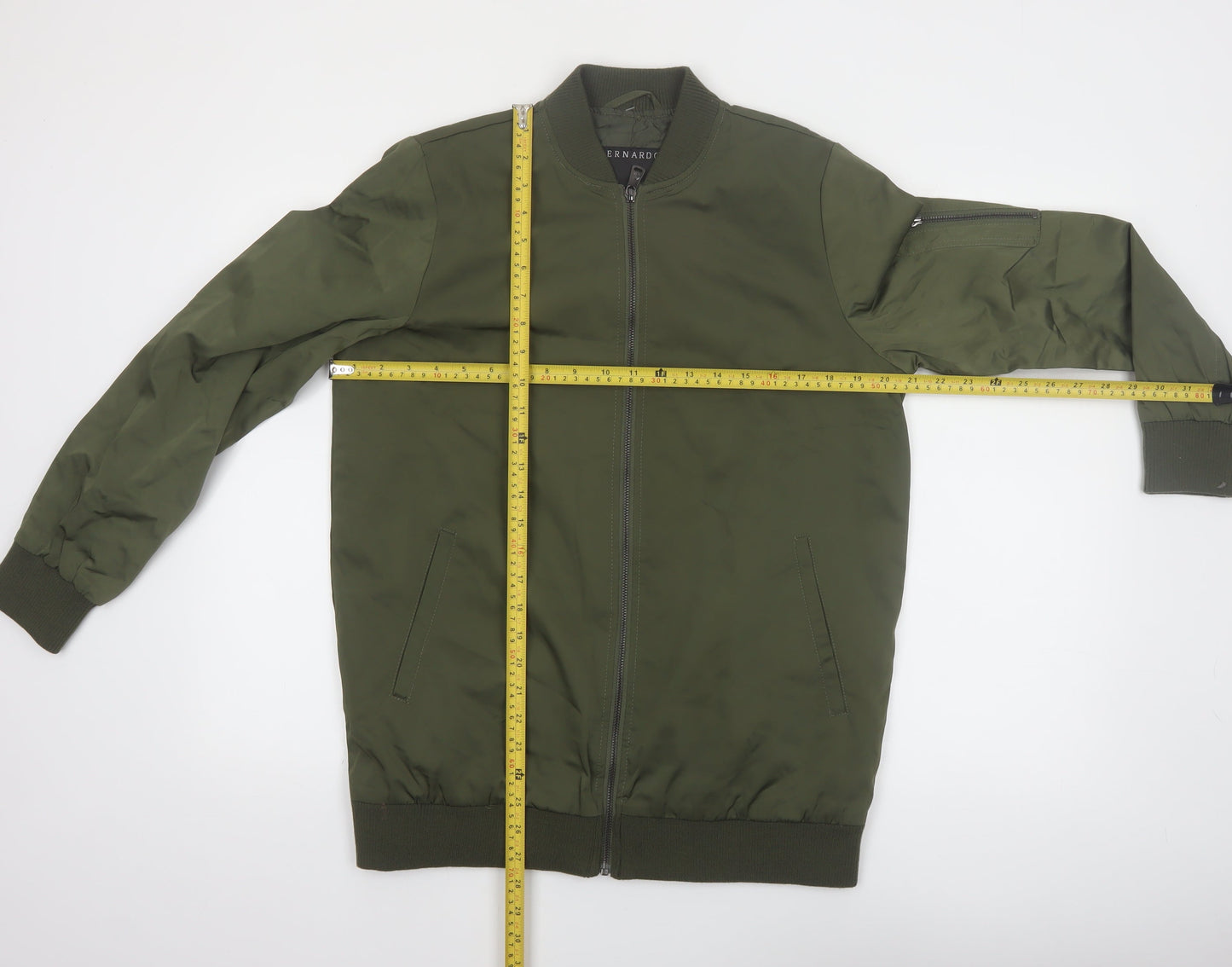 Bernardo Men's Green Bomber Jacket S Lightweight Polyester Zip