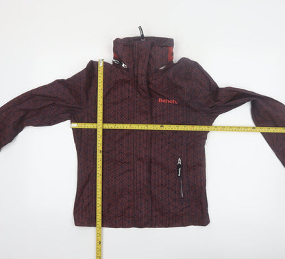 Bench Women Red Black Cotton Hooded Full Zip Jacket Size 12
