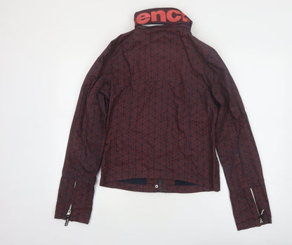 Bench Women Red Black Cotton Hooded Full Zip Jacket Size 12
