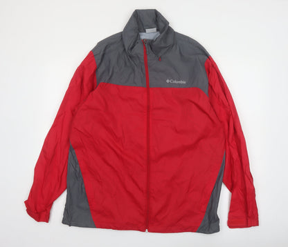 Columbia Men's Red Grey Lightweight Windbreaker Jacket Size L
