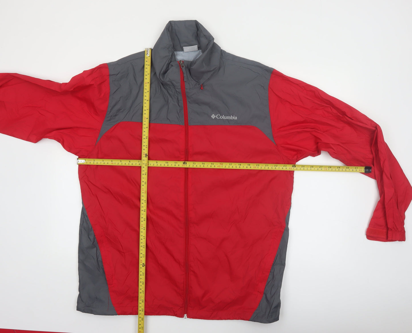 Columbia Men's Red Grey Lightweight Windbreaker Jacket Size L