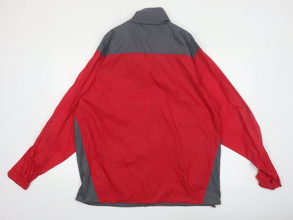 Columbia Men's Red Grey Lightweight Windbreaker Jacket Size L