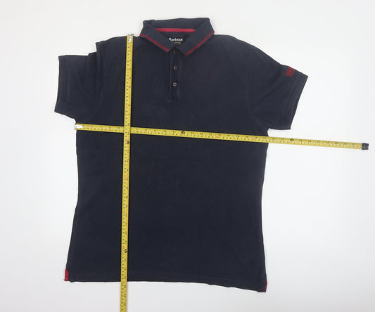 Barbour International Men's Blue XL Polo Shirt Cotton Short Sleeve