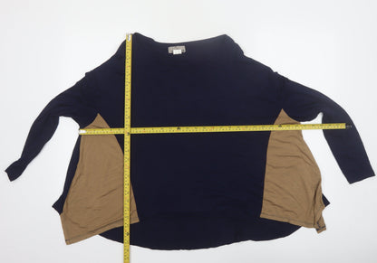 Mandarin Women’s Blue Colourblock Long Sleeve Blouse Size 12