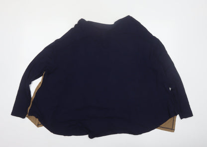 Mandarin Women’s Blue Colourblock Long Sleeve Blouse Size 12