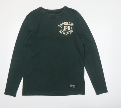 Superdry Men’s Green Athletic Long Sleeve Crew Neck Top Size M