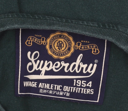 Superdry Men’s Green Athletic Long Sleeve Crew Neck Top Size M