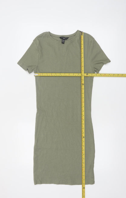 New Look Girls Green 915 T-Shirt Dress Age 14-15 Years Cotton Stretch