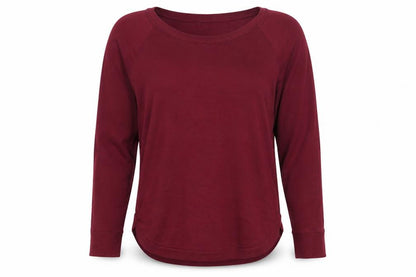 GAP Womens Red Long Sleeve Crew Neck Cotton Blend T-Shirt M