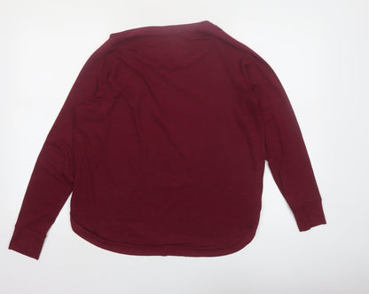 GAP Womens Red Long Sleeve Crew Neck Cotton Blend T-Shirt M