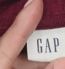 GAP Womens Red Long Sleeve Crew Neck Cotton Blend T-Shirt M