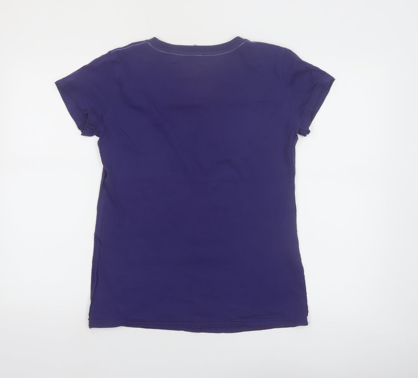 Replay Womens Purple Graphic T-Shirt Large Short Sleeve Cotton