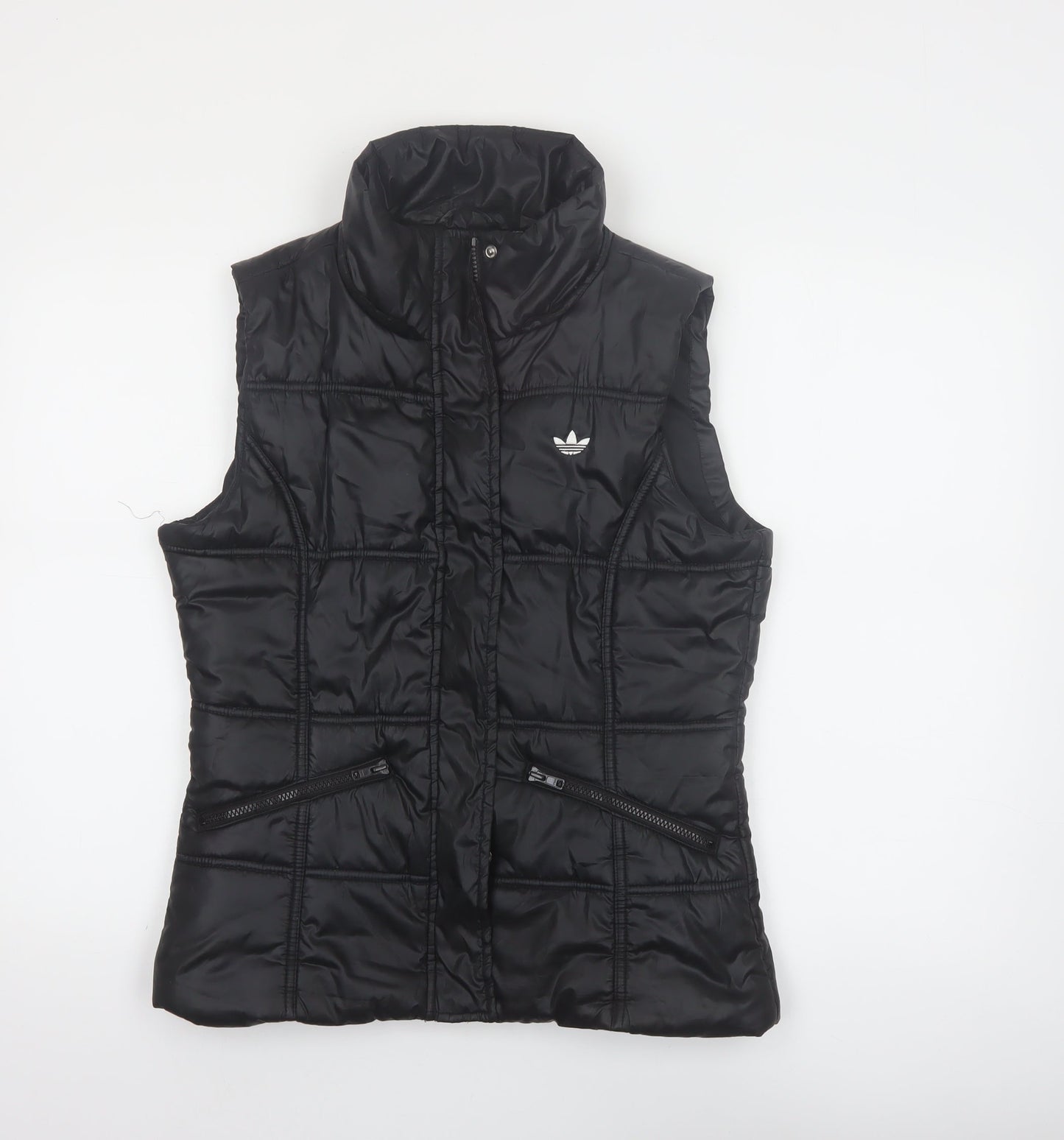 Adidas Women's Black Puffer Waistcoat Size 12 Quilted Zip Gilet