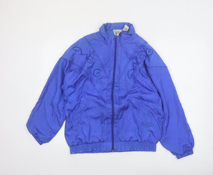 Bold Spirit Women Blue 90s Bomber Jacket Size S Nylon Zip Up