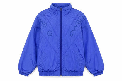 Bold Spirit Women Blue 90s Bomber Jacket Size S Nylon Zip Up
