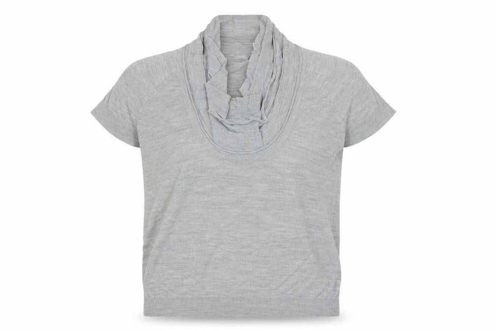 Armani Jeans Women's Grey Cowl Neck Short Sleeve Top Size 6