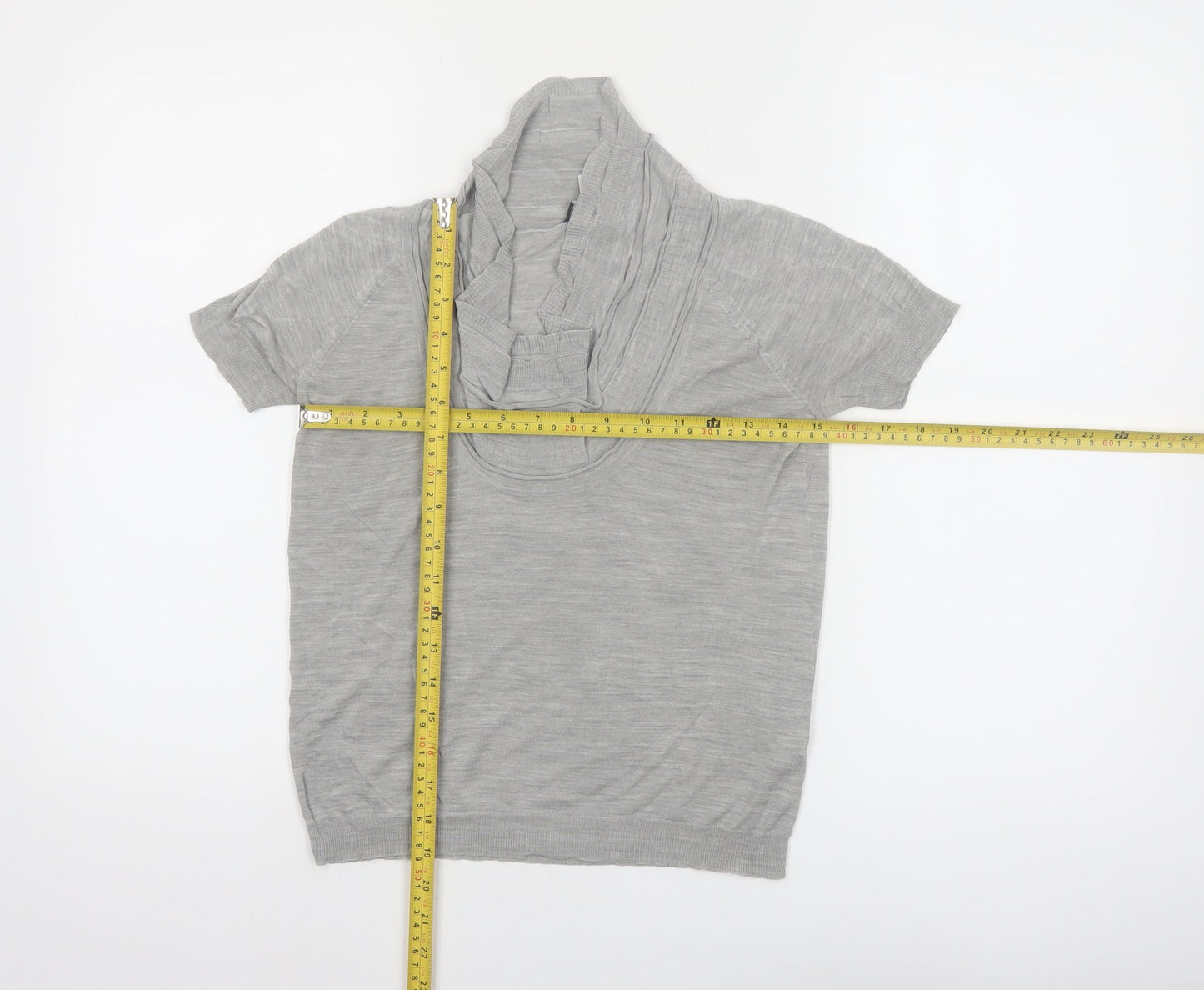 Armani Jeans Women's Grey Cowl Neck Short Sleeve Top Size 6