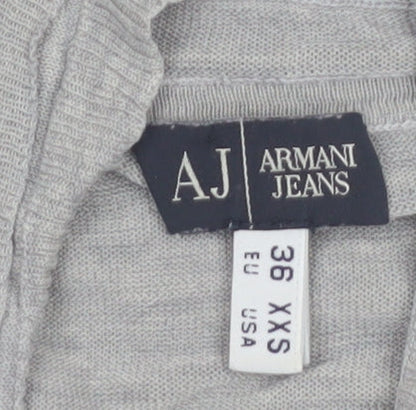 Armani Jeans Women's Grey Cowl Neck Short Sleeve Top Size 6