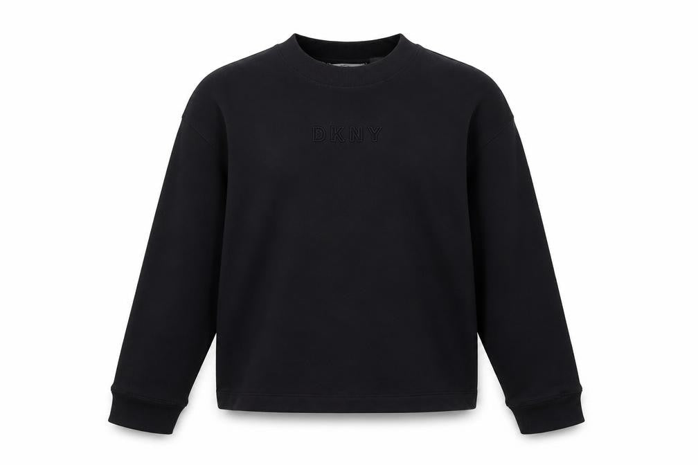 DKNY Sport Women's Black Cotton Blend Crew Neck Pullover Sweatshirt M