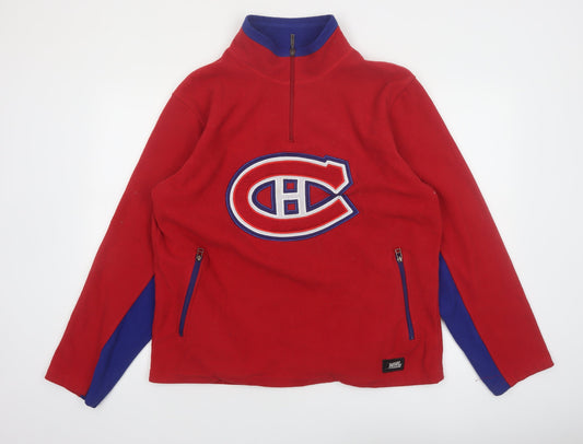 NHL Men’s Red & Blue 1/4 Zip Fleece Sweatshirt Large
