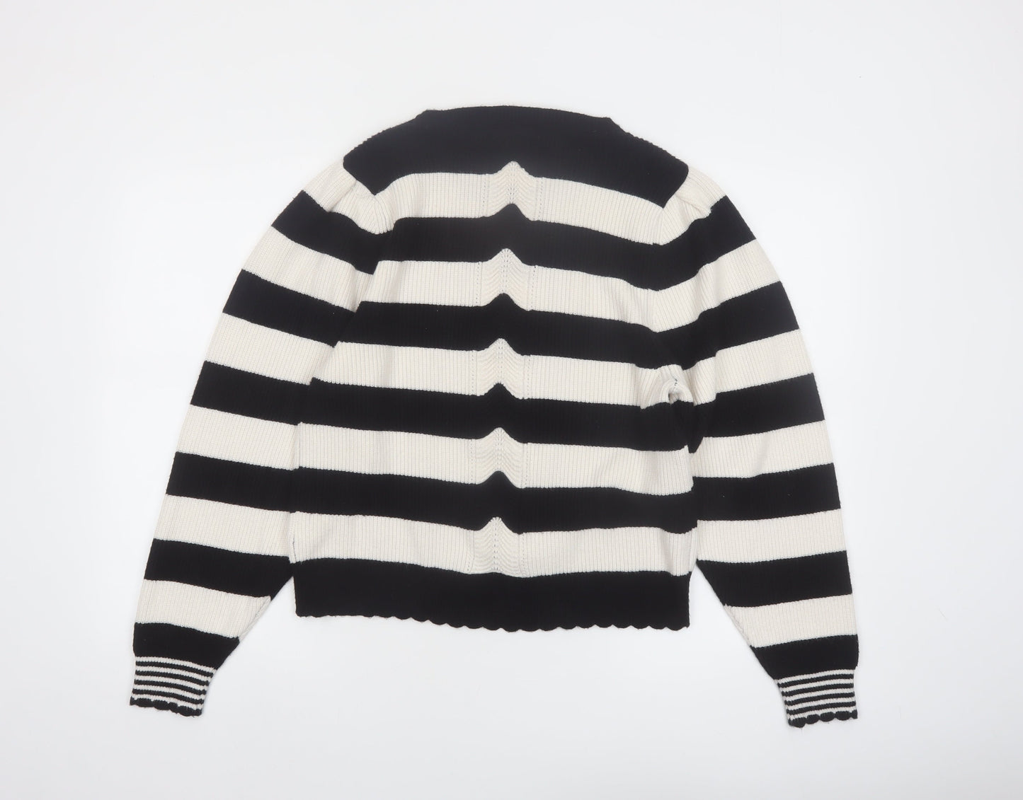 Oliver Bonas Women’s Black Stripe Crew Neck Knit Jumper UK 12
