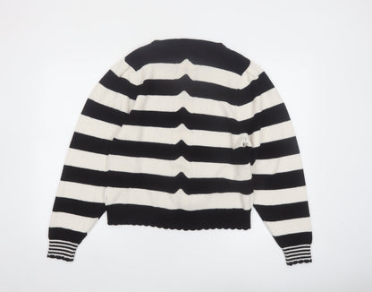 Oliver Bonas Women’s Black Stripe Crew Neck Knit Jumper UK 12