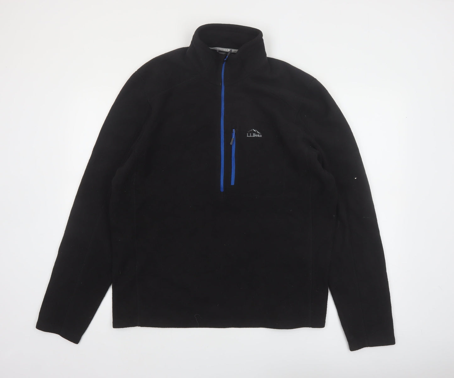 L.L.Bean Men's Black Fleece 1/4 Zip Pullover Sweatshirt L Regular